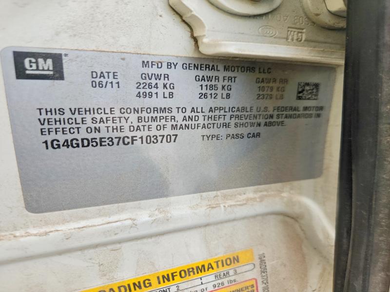 Aukcja sprzedaży 2012 Buick Lacrosse, vin: 1G4GD5E37CF103707, numer aukcji: 68188666