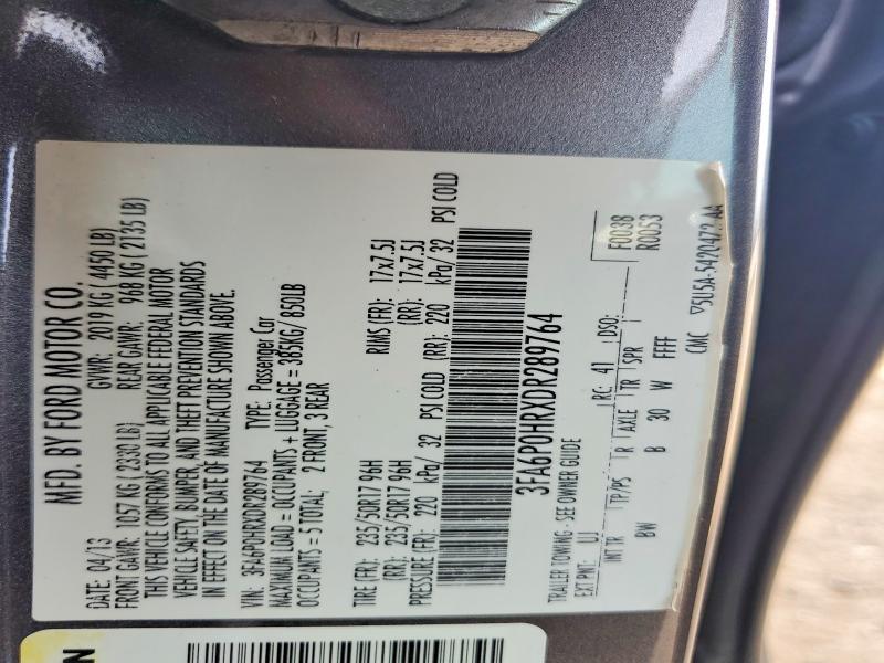 67925676 :رقم المزاد ، 3FA6P0HRXDR289764 vin ، 2013 Ford Fusion مزاد بيع