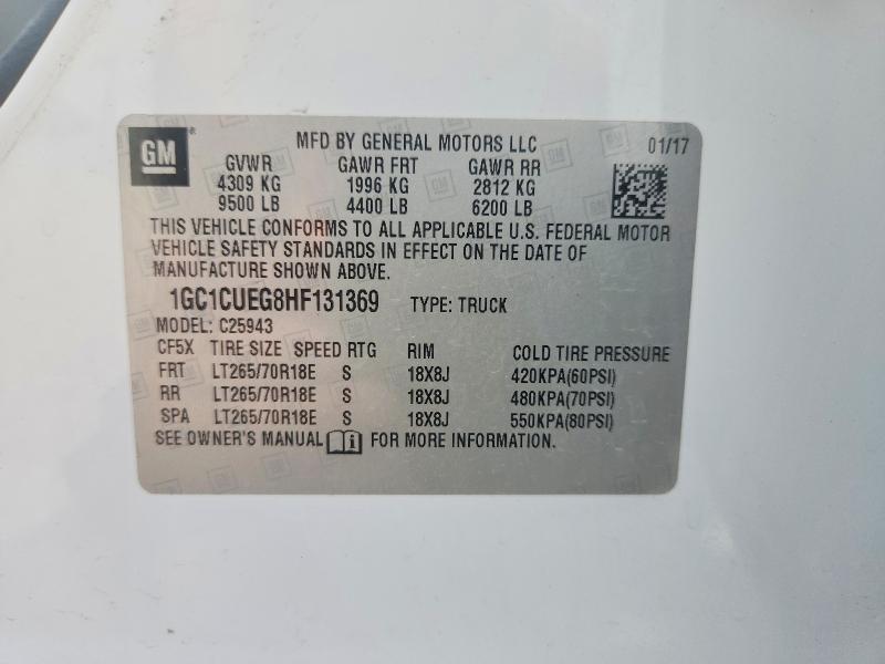 Продажа на аукционе авто 2017 Chevrolet Silverado, vin: 1GC1CUEG8HF131369, номер лота: 70047196