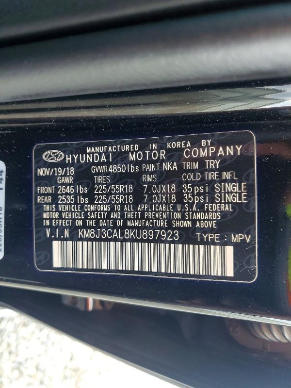 2019 Hyundai Tucson მანქანა იყიდება აუქციონზე, vin: KM8J3CAL8KU897923, აუქციონის ნომერი: 70064816