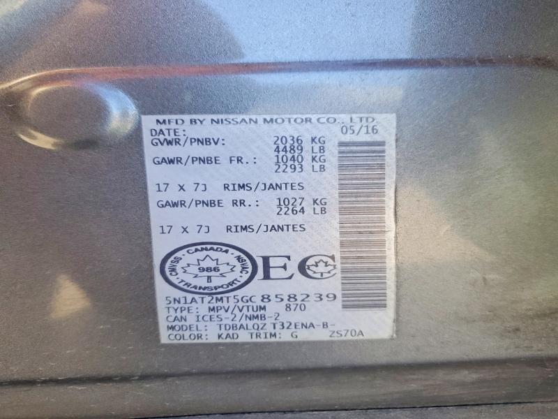 Продажа на аукционе авто 2016 Nissan Rogue, vin: 5N1AT2MT5GC858239, номер лота: 68634916