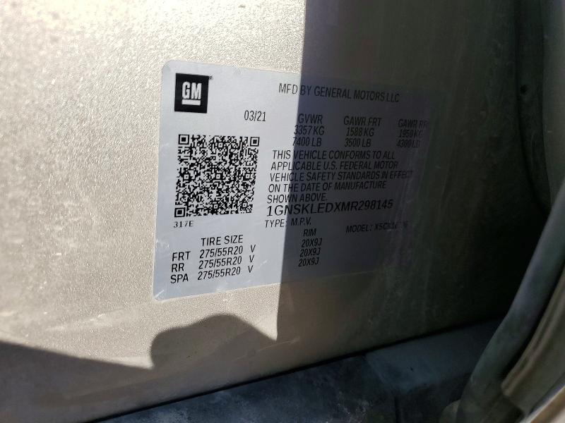 Aukcja sprzedaży 2021 Chevrolet Tahoe, vin: 1GNSKLEDXMR298145, numer aukcji: 67725226