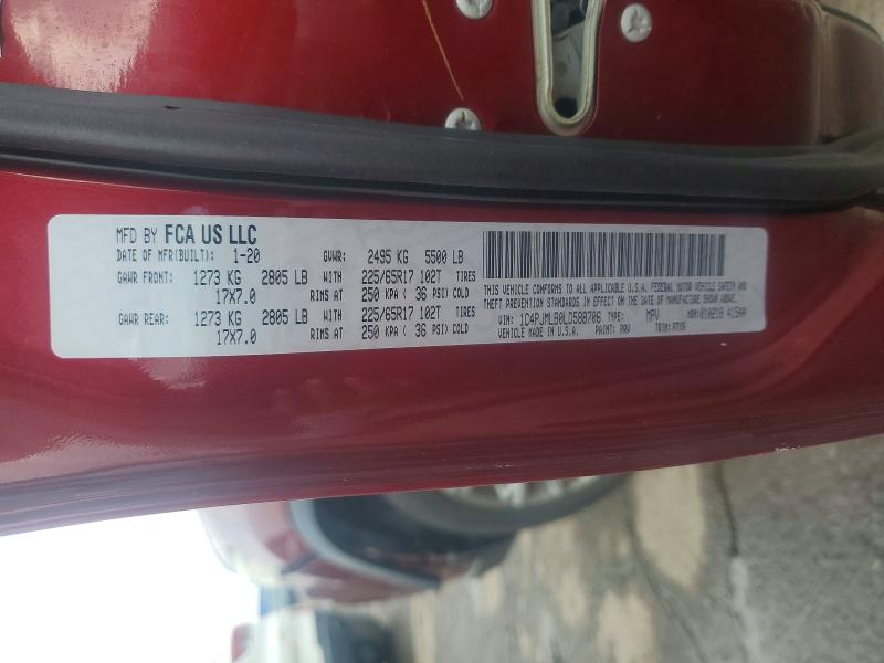 67881076 :رقم المزاد ، 1C4PJMLB0LD588706 vin ، 2020 Jeep Cherokee مزاد بيع