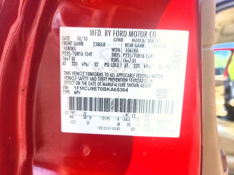 Aukcja sprzedaży 2011 Ford Escape, vin: 1FMCU9E70BKA65364, numer aukcji: 69426236