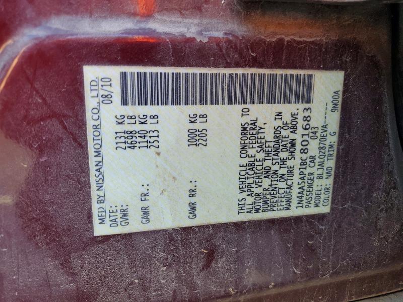 67451126 :رقم المزاد ، 1N4AA5AP1BC801683 vin ، 2011 Nissan Maxima مزاد بيع