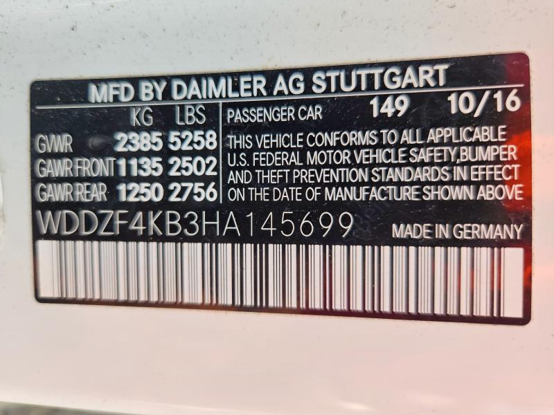 68617896 :رقم المزاد ، WDDZF4KB3HA145699 vin ، 2017 Mercedes-benz E مزاد بيع