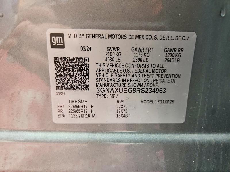 67556166 :رقم المزاد ، 3GNAXUEG8RS234963 vin ، 2024 Chevrolet Equinox مزاد بيع