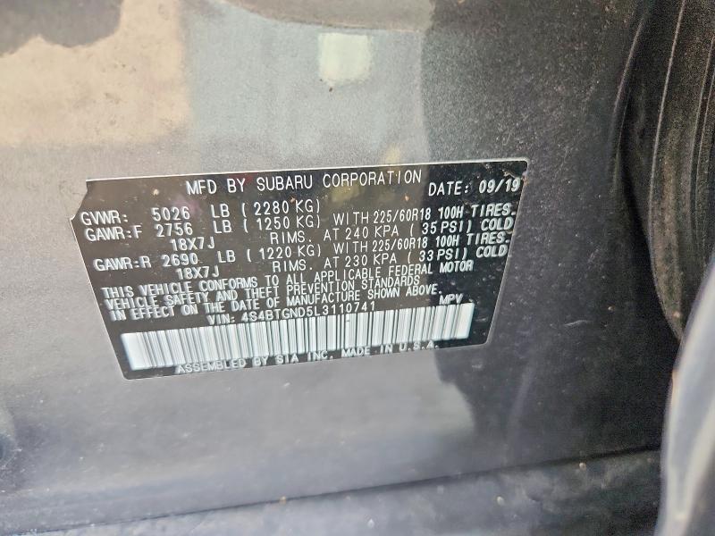 67171556 :رقم المزاد ، 4S4BTGND5L3110741 vin ، 2020 Subaru Outback مزاد بيع