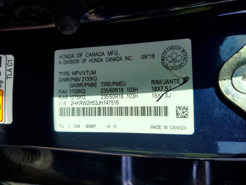 66986456 :رقم المزاد ، 2HKRW2H53JH147516 vin ، 2018 Honda Cr-v مزاد بيع