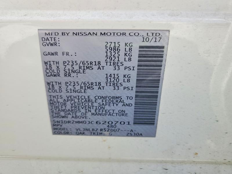 Aukcja sprzedaży 2018 Nissan Pathfinder, vin: 5N1DR2MM0JC620701, numer aukcji: 67447286