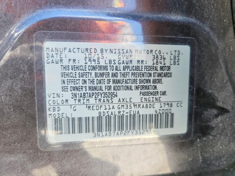 Продажа на аукционе авто 2015 Nissan Sentra, vin: 3N1AB7AP2FY352954, номер лота: 69026446