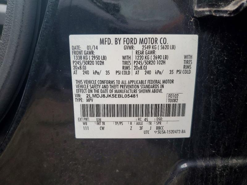 Aukcja sprzedaży 2014 Lincoln Mkx, vin: 2LMDJ8JK5EBL05481, numer aukcji: 63995276