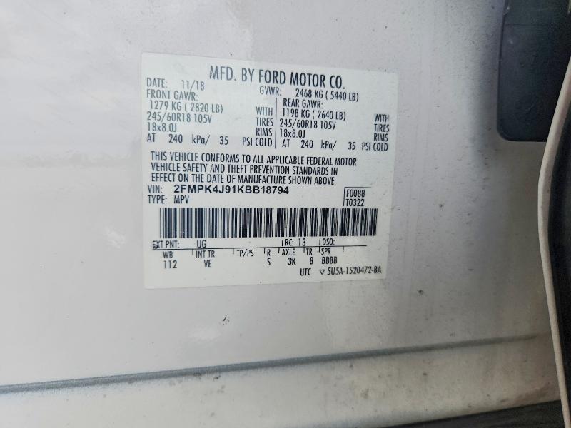 Продажа на аукционе авто 2019 Ford Edge, vin: 2FMPK4J91KBB18794, номер лота: 68084196