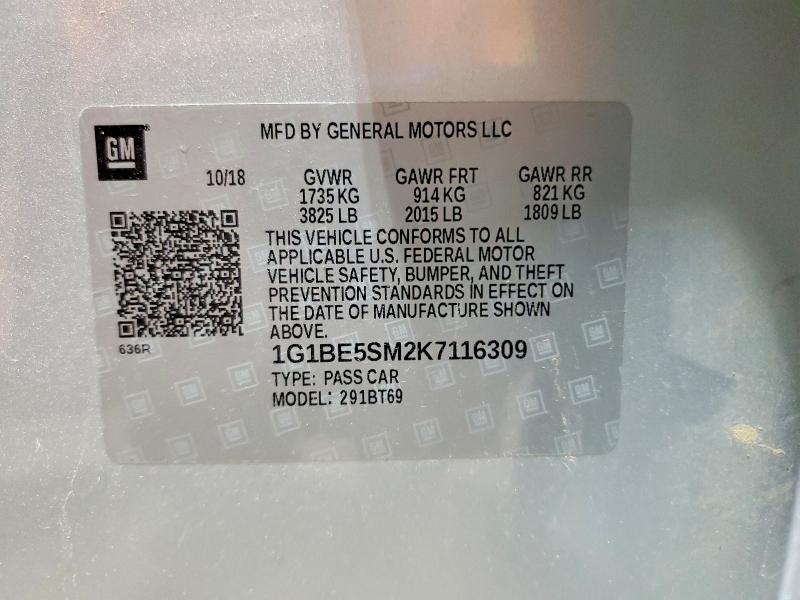 69690366 :رقم المزاد ، 1G1BE5SM2K7116309 vin ، 2019 Chevrolet Cruze مزاد بيع