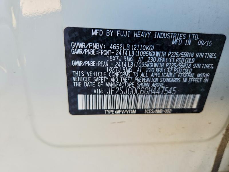 Aukcja sprzedaży 2016 Subaru Forester, vin: JF2SJGDC6GH447545, numer aukcji: 68111086