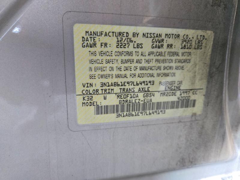 Продажа на аукционе авто 2007 Nissan Sentra, vin: 3N1AB61E97L649193, номер лота: 71271936