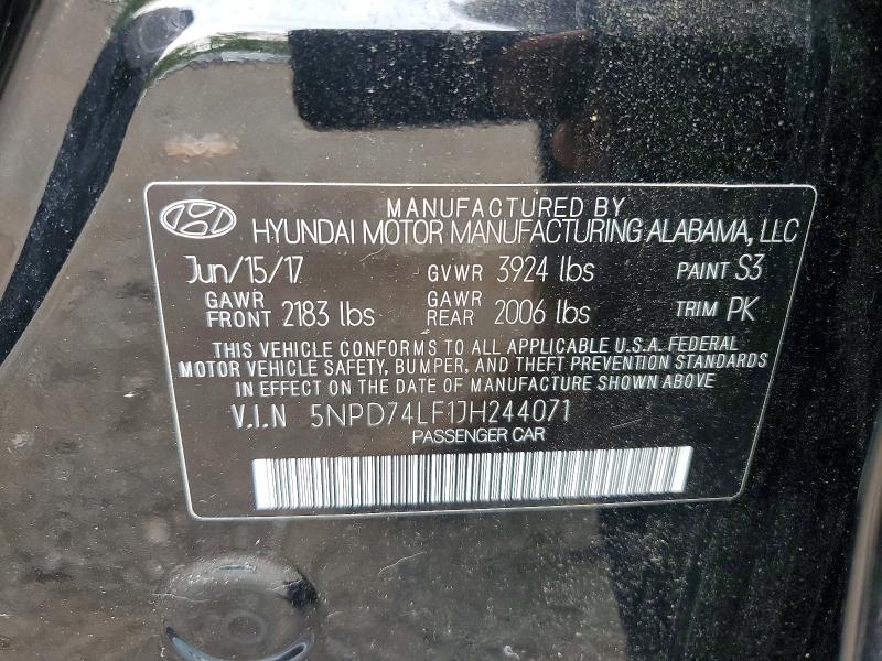 68210106 :رقم المزاد ، 5NPD74LF1JH244071 vin ، 2018 Hyundai Elantra مزاد بيع