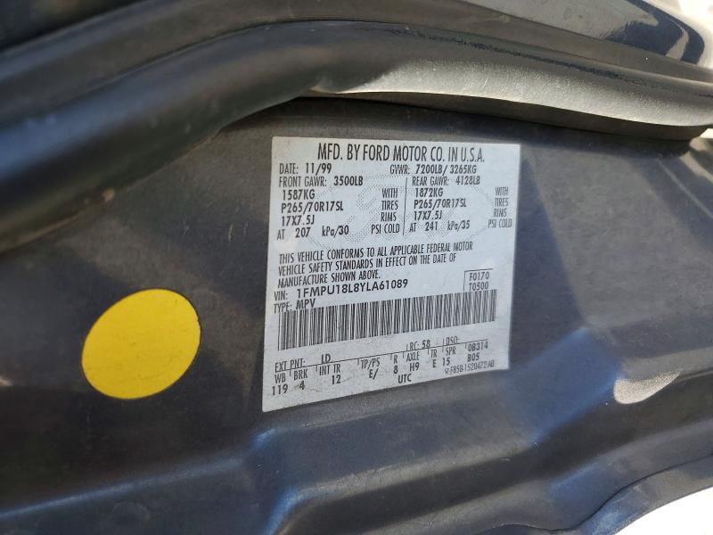 Продаж на аукціоні авто 2000 Ford Expedition, vin: 1FMPU18L8YLA61089, номер лоту: 66861516