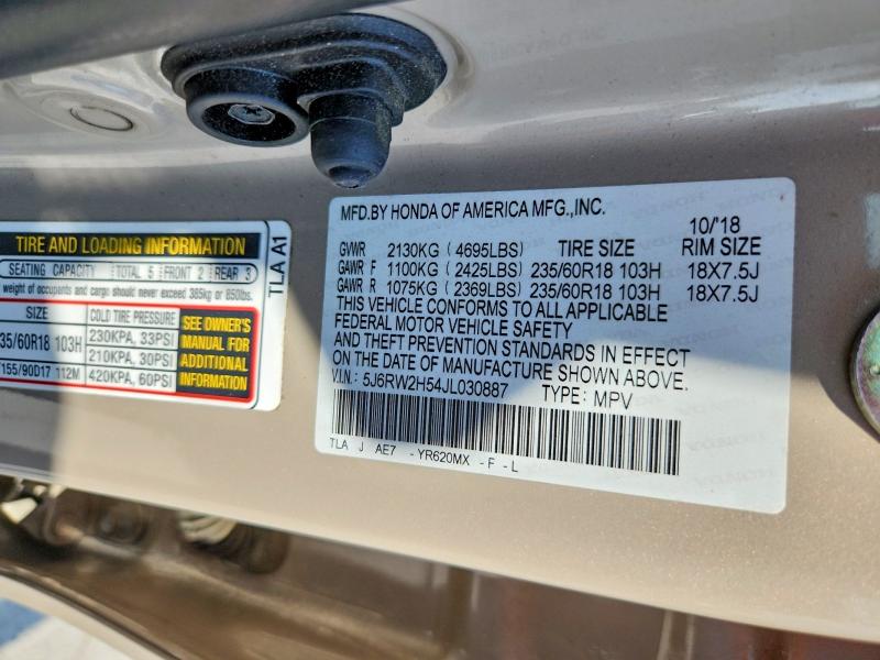 69945866 :رقم المزاد ، 5J6RW2H54JL030887 vin ، 2018 Honda Cr-v مزاد بيع