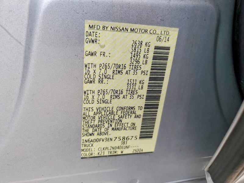Продажа на аукционе авто 2014 Nissan Frontier, vin: 1N6AD0FV3EN758675, номер лота: 69989626