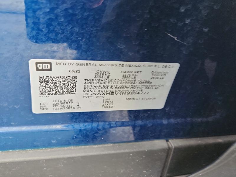2022 Chevrolet Equinox მანქანა იყიდება აუქციონზე, vin: 3GNAXHEV4NS204777, აუქციონის ნომერი: 67540316