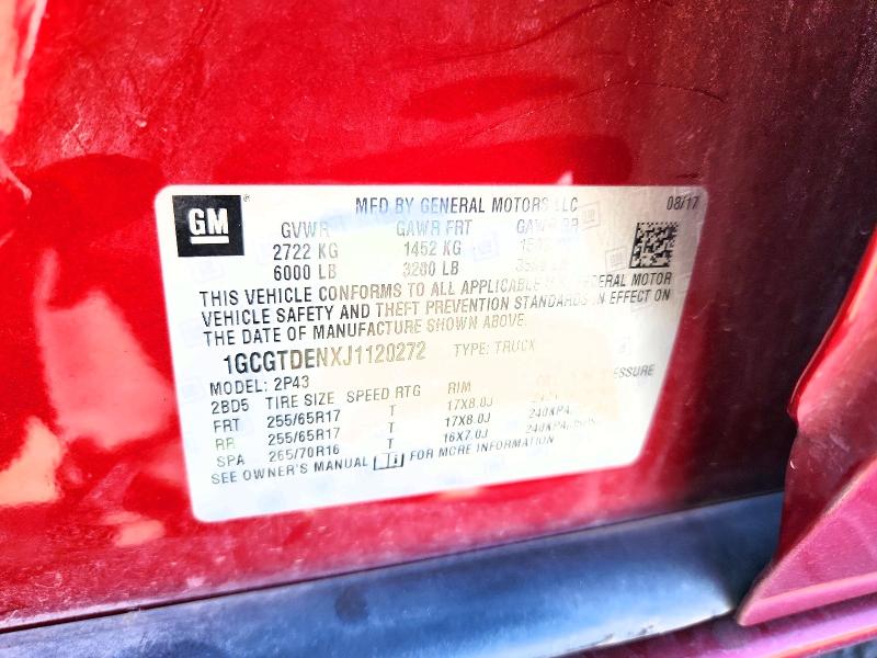 Продаж на аукціоні авто 2018 Chevrolet Colorado, vin: 1GCGTDENXJ1120272, номер лоту: 68263646