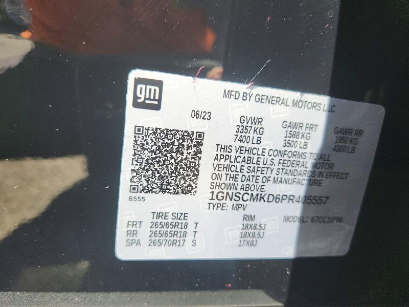 71223766 :رقم المزاد ، 1GNSCMKD6PR405557 vin ، 2023 Chevrolet Tahoe مزاد بيع