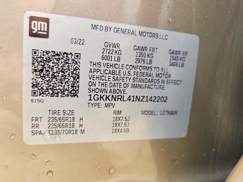 Aukcja sprzedaży 2022 Gmc Acadia, vin: 1GKKNRL41NZ142202, numer aukcji: 67889666