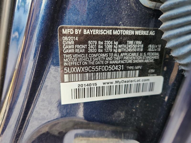 2015 Bmw X3 მანქანა იყიდება აუქციონზე, vin: 5UXWX9C55F0D50431, აუქციონის ნომერი: 66850926