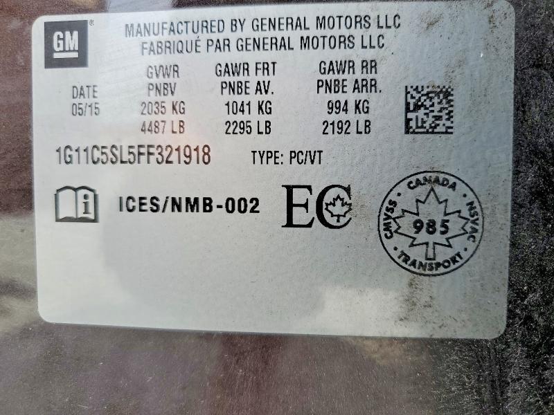 Продаж на аукціоні авто 2015 Chevrolet Malibu, vin: 1G11C5SL5FF321918, номер лоту: 67396766