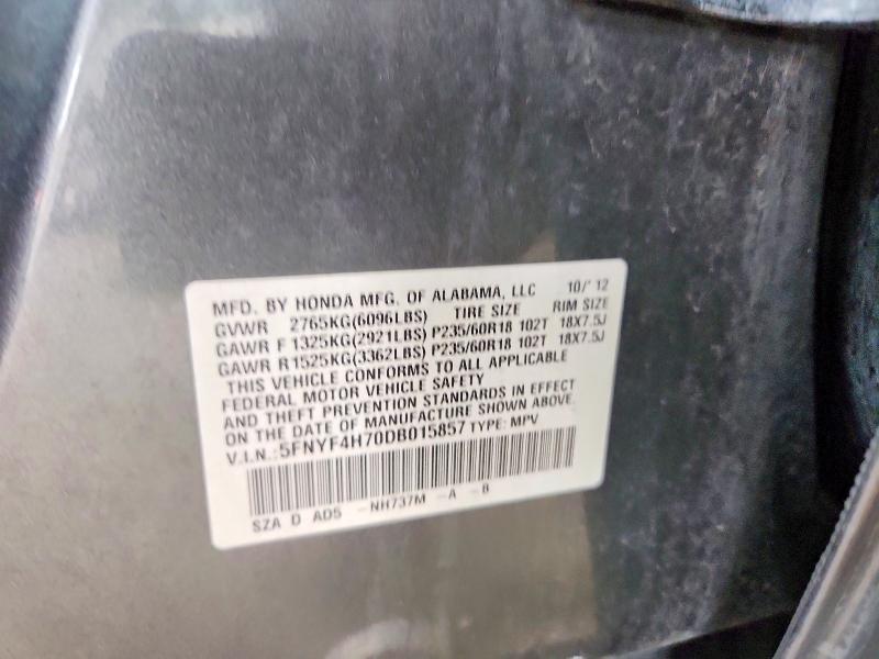 Продаж на аукціоні авто 2013 Honda Pilot, vin: 5FNYF4H70DB015857, номер лоту: 67285706