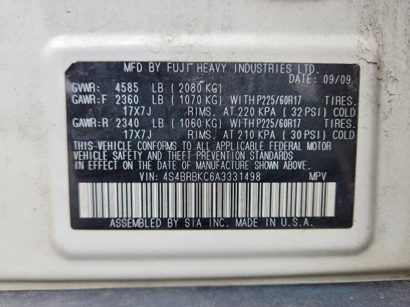 2010 Subaru Outback მანქანა იყიდება აუქციონზე, vin: 4S4BRBKC6A3331498, აუქციონის ნომერი: 69809796