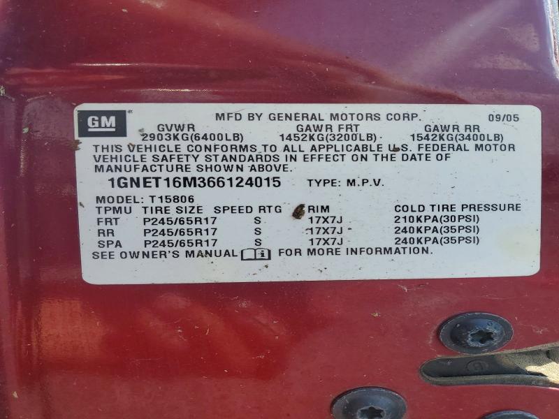 68871906 :رقم المزاد ، 1GNET16M366124015         vin ، 2006 Chevrolet Trailblazer مزاد بيع