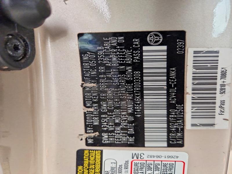 68829636 :رقم المزاد ، 4T4BE46KX7R003308 vin ، 2007 Toyota Camry مزاد بيع