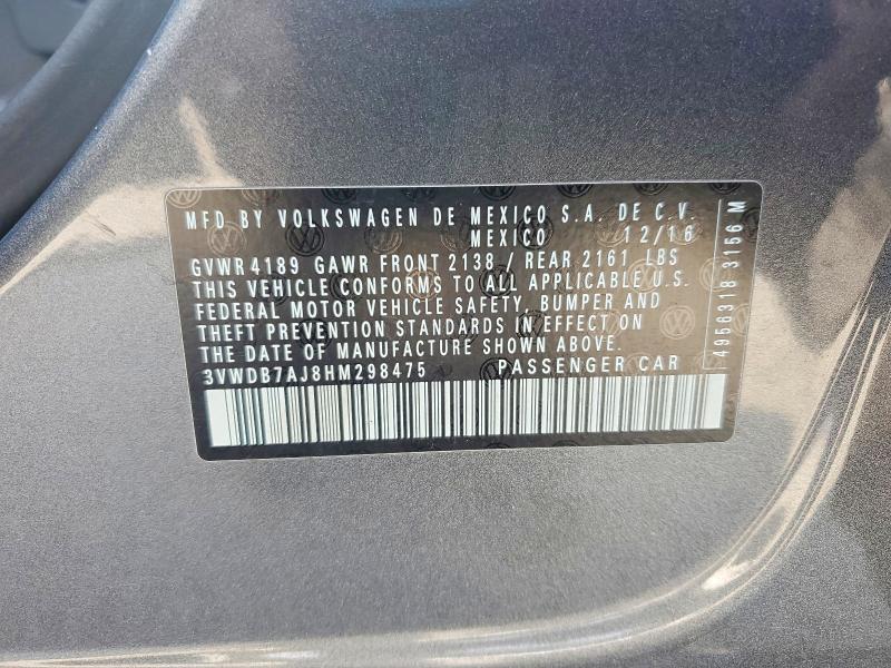 69179856 :رقم المزاد ، 3VWDB7AJ8HM298475 vin ، 2017 Volkswagen Jetta مزاد بيع