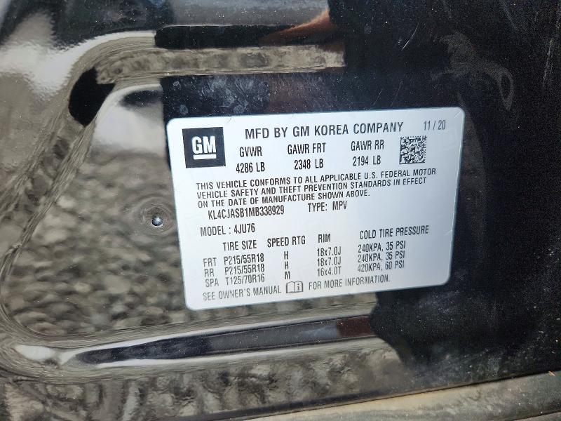 Aukcja sprzedaży 2021 Buick Encore, vin: KL4CJASB1MB338929, numer aukcji: 69117866