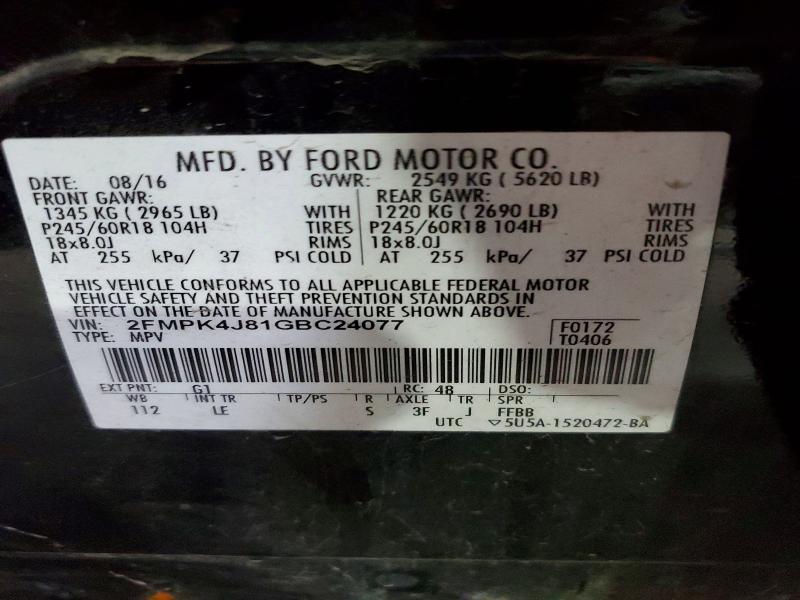 Aukcja sprzedaży 2016 Ford Edge, vin: 2FMPK4J81GBC24077, numer aukcji: 68826936