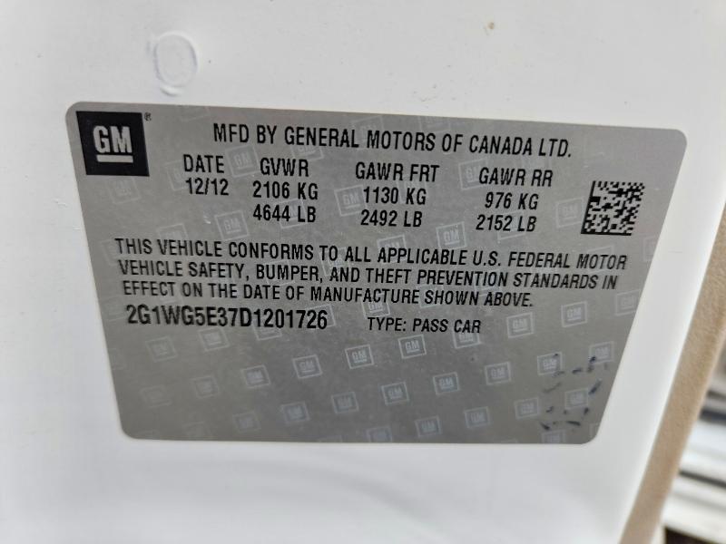 Продаж на аукціоні авто 2013 Chevrolet Impala, vin: 2G1WG5E37D1201726, номер лоту: 70725136