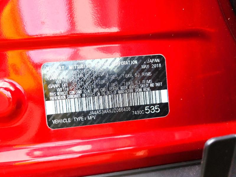 2018 Mitsubishi Eclipse Cross მანქანა იყიდება აუქციონზე, vin: JA4AS3AAXJZ066408, აუქციონის ნომერი: 70407836