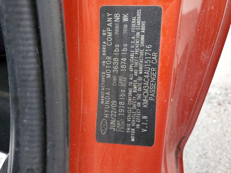 69586056 :رقم المزاد ، KMHCM3AC4AU151716 vin ، 2010 Hyundai Accent مزاد بيع