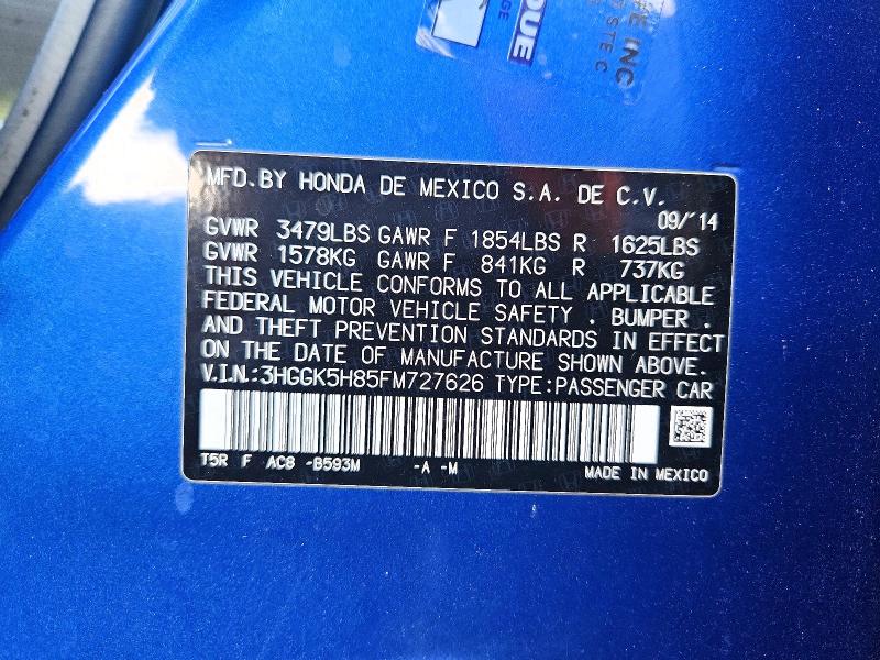 69513936 :رقم المزاد ، 3HGGK5H85FM727626 vin ، 2015 Honda Fit مزاد بيع