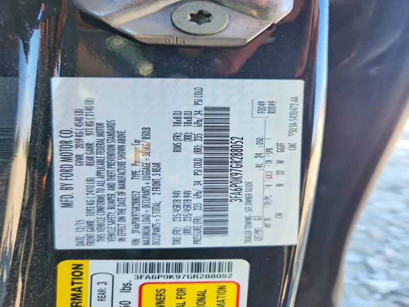 68938346 :رقم المزاد ، 3FA6P0K97GR288052 vin ، 2016 Ford Fusion مزاد بيع