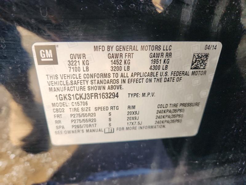 67895246 :رقم المزاد ، 1GKS1CKJ3FR163294 vin ، 2015 Gmc Yukon مزاد بيع
