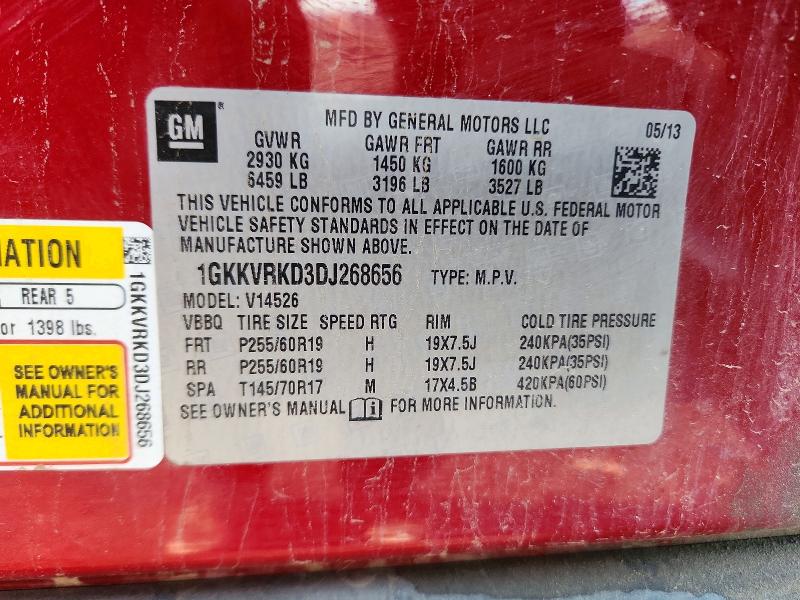 2013 Gmc Acadia მანქანა იყიდება აუქციონზე, vin: 1GKKVRKD3DJ268656, აუქციონის ნომერი: 71389686