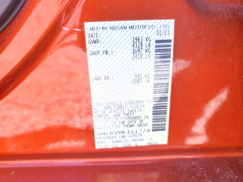 69298346 :رقم المزاد ، 1N4BL4CV9MN351728 vin ، 2021 Nissan Altima مزاد بيع