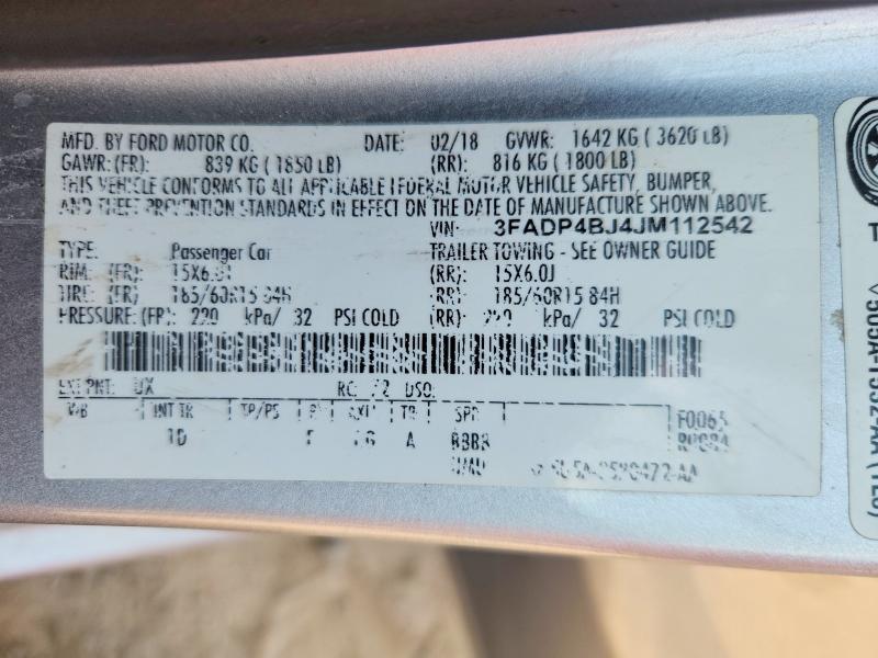 Продажа на аукционе авто 2018 Ford Fiesta, vin: 3FADP4BJ4JM112542, номер лота: 68410496