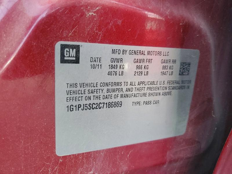 Продажа на аукционе авто 2012 Chevrolet Cruze, vin: 1G1PJ5SC2C7186869, номер лота: 66695346