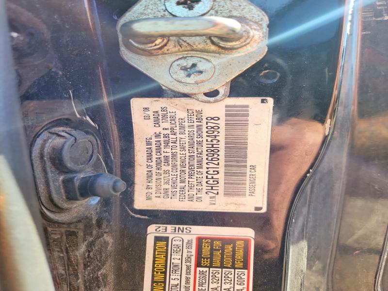 2008 Honda Civic მანქანა იყიდება აუქციონზე, vin: 2HGFG12698H549878, აუქციონის ნომერი: 70905116