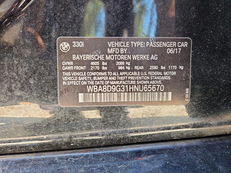 Продаж на аукціоні авто 2017 Bmw 330, vin: WBA8D9G31HNU65670, номер лоту: 69373386