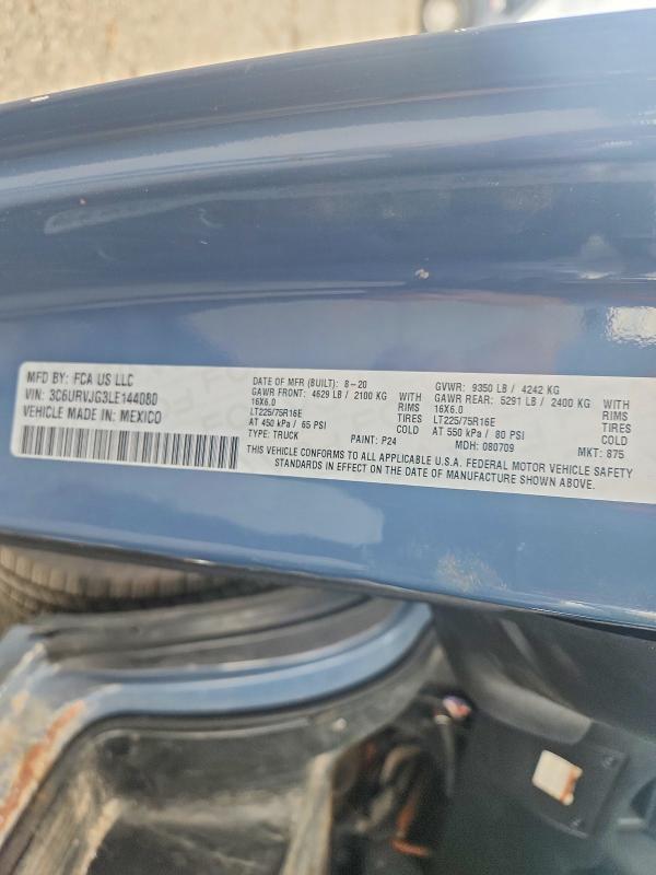 Aukcja sprzedaży 2020 Ram Promaster 3500, vin: 3C6URVJG3LE144080, numer aukcji: 67937306